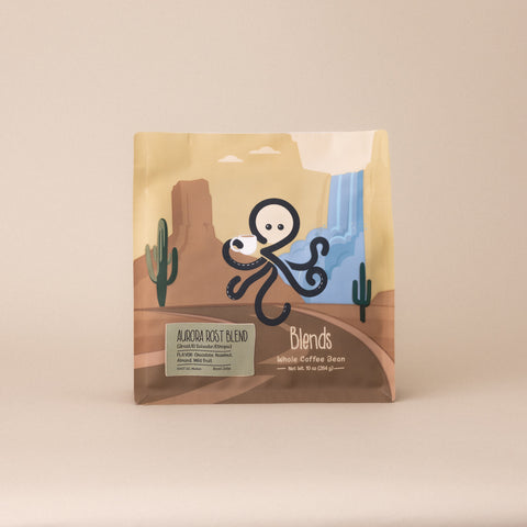 Aurora Roast Blend whole bean coffee with Brazil, El Salvador and Ethiopia beans